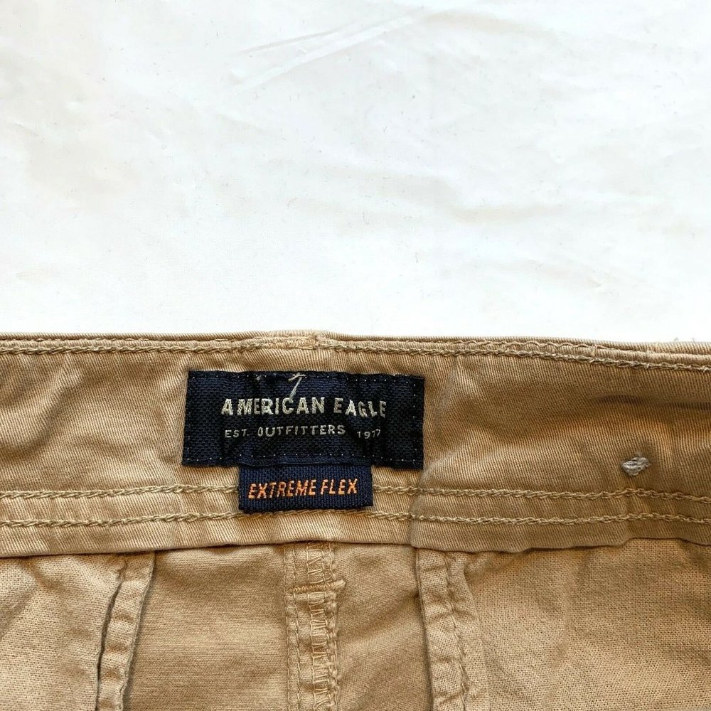 American Eagle Longer Length Chino Shorts Mens 29x12 Extreme Flex Khaki‎ NEW - Picture 5 of 12